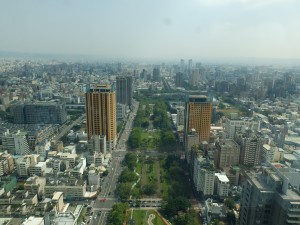 中央に伸びる緑地帯が草悟道