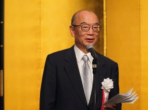 主辦單位之一的產經新聞社社長清原武彥致詞恭喜謝依旻6度蟬聯女流名人頭銜