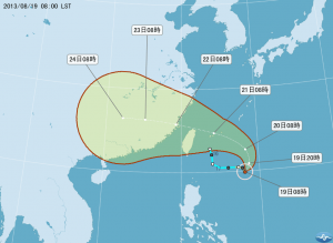 台風12号進路予報図(8月19日午前8時現在/中央気象局提供)