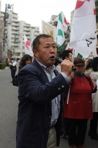 声を荒げて呼びかけを行った台湾研究フォーラム会長の永山英樹氏