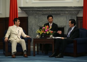總統馬英九接見日本眾議員河井克行,並對日前廣島地區豪雨成災表達關切之意(照片提供:總統府)