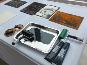 伝統的な版画体験ブース