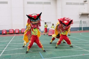 國立台灣體育運動大學學生在橫濱中華學院創校119周年文化祭上表演台灣獅