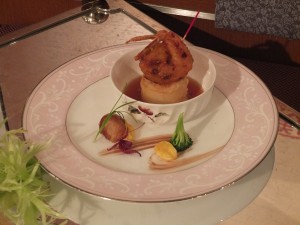 <順風満帆>車エビのソテー。隠し味には馬祖産の老酒を使用