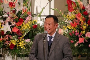 亞東親善協會會長大江康弘致詞時還用中文講「中華民國台灣萬歲」