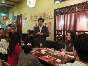 駐日代表處副代表陳調和致詞鼓勵青年部成員積極參與商會和僑社活動