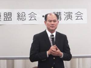 駐橫濱辦事處處長粘信士在橫濱市議會中談台日發展關係