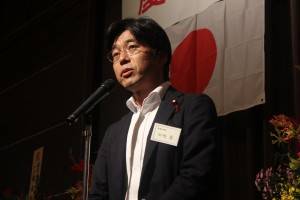 会場に訪台を呼びかけた衆議院の田嶋要議員