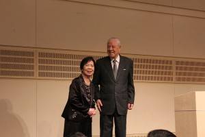 東京公演会にて。曾文恵夫人と李登輝氏