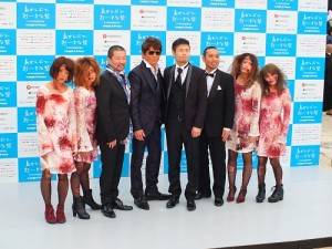 哀川翔（左４）主演的電影《Z ISLAND》劇組人員出席開幕典禮