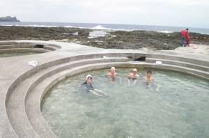 朝日温泉にご満悦
