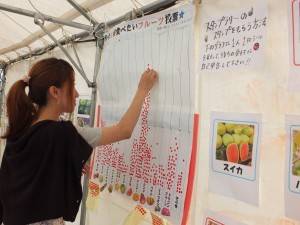 来場者による人気フルーツ投票のブースも！