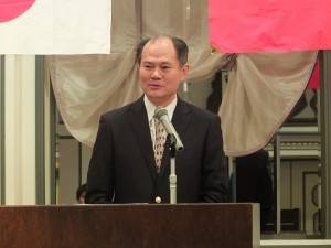 台北駐日経済文化代表処・横浜分処の粘信士処長も同協会の発展を願い激励の言葉をかけた
