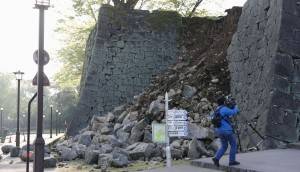 熊本城の城壁崩壊（提供：中央社）